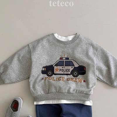 正韓🇰🇷-Teteco大學T／款式-警察車,尺碼-M
