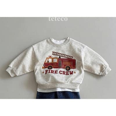 正韓🇰🇷-Teteco大學T／款式-消防車,尺碼-L